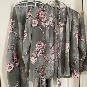 Midcalf lounge pants with bed robe.